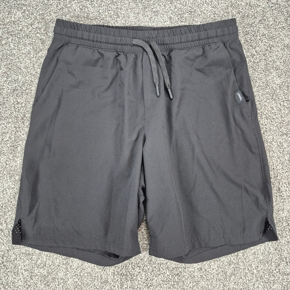 UNRL Athletic Shorts Mens Medium Black Performance Training Gym